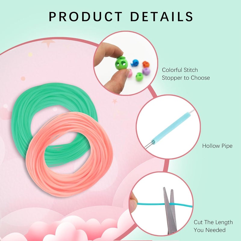GeryVtee Cord Lock Kit Knitting Stitches Holder Barber Cord Stitch Markers Knit Stiches Keeper 36 Pcs Silicone Stitch Holders & 6 Rolls Round Barber Cords for Knitting Projects - Image 3